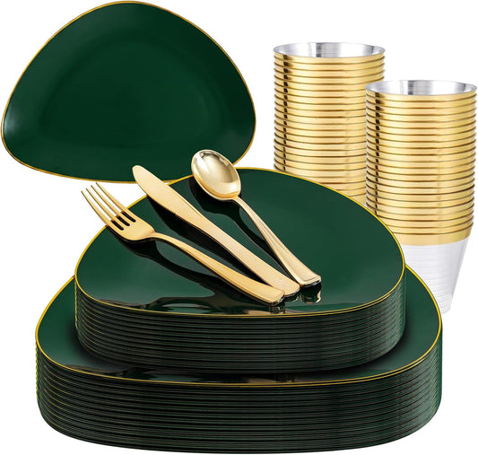 Vajilla Verde Con Dorado