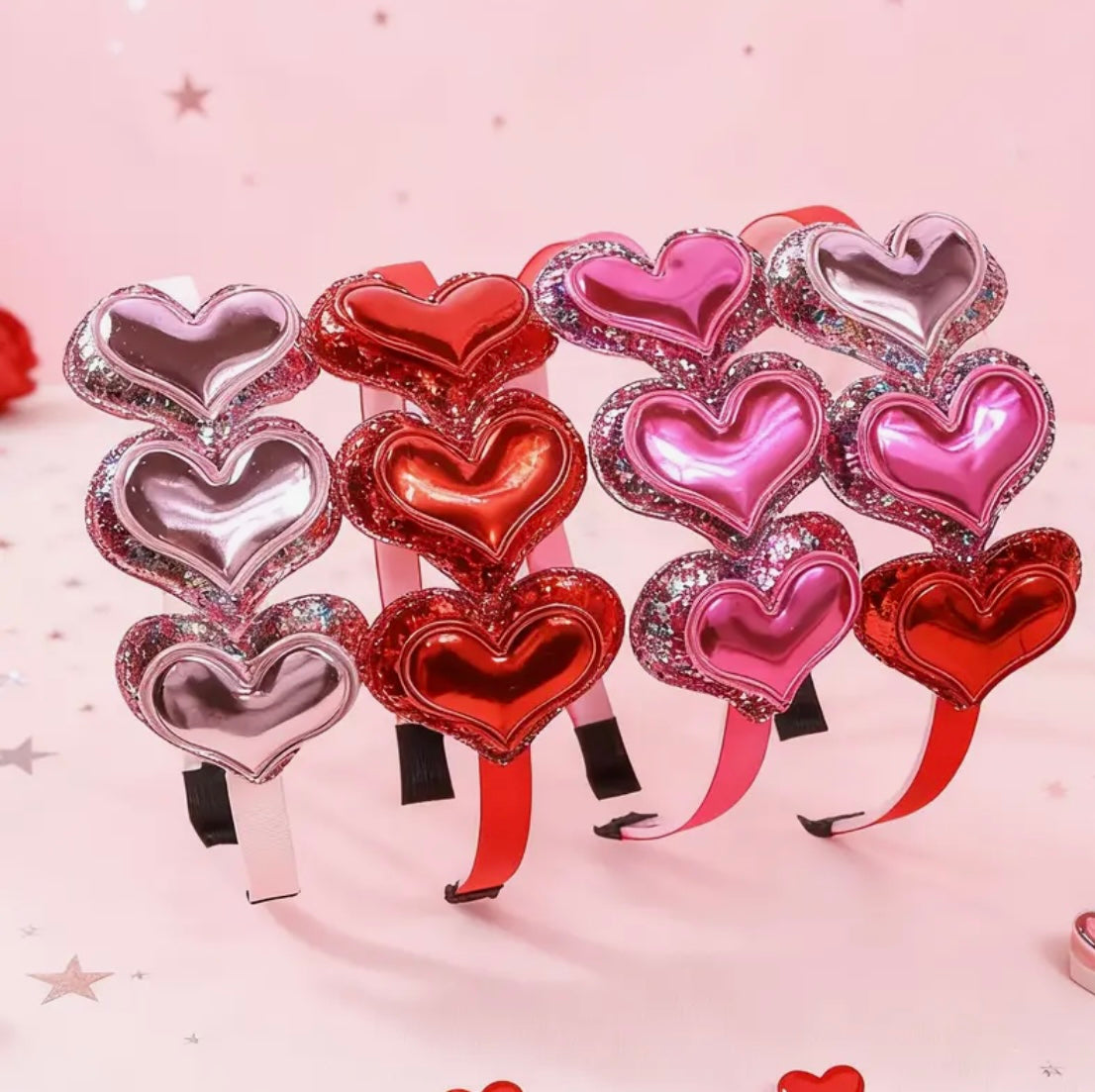 Cintillos Corazones Acolchados