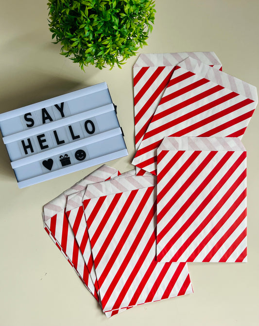 Bolsas De Papel, Rayas Rojo/Blanco