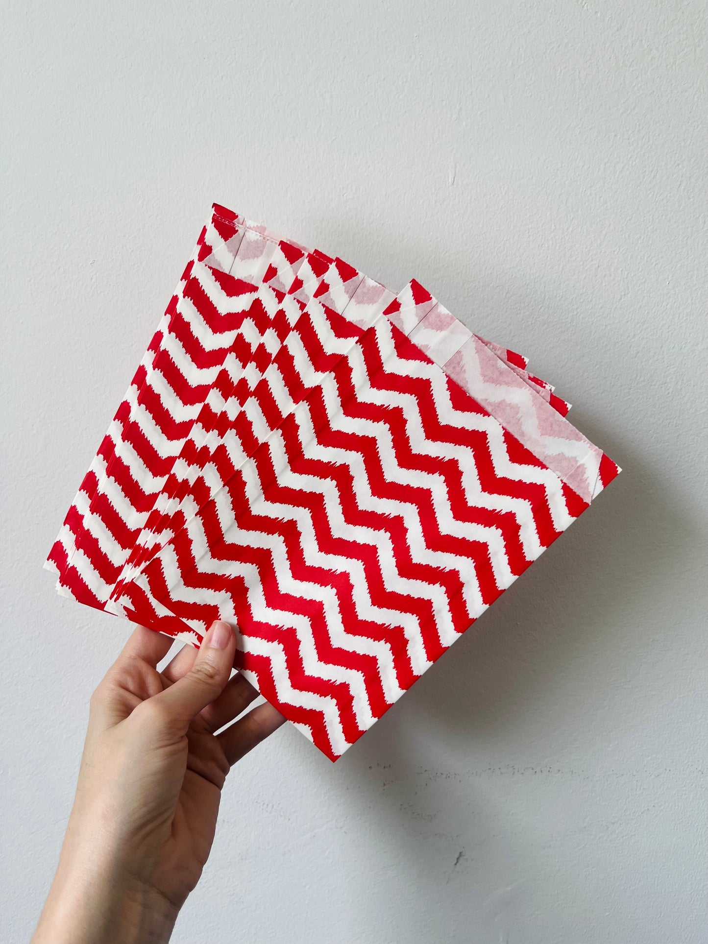 Bolsas De Papel, Zigzag Rojo